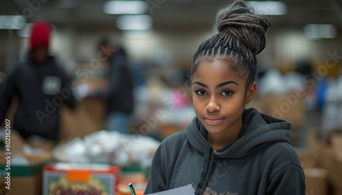 Portrait of beautiful young concentrated African American woman