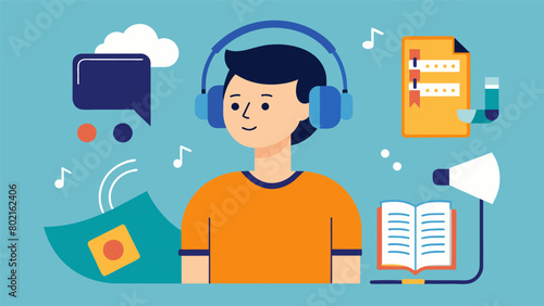 A series of audio recordings allowing auditory learners to listen and absorb information.. Vector illustration