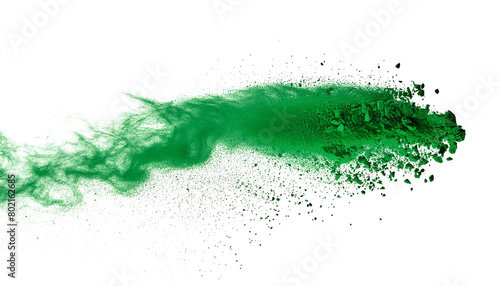 green chalk and dust flying, effect explode isolated on transparent background. png