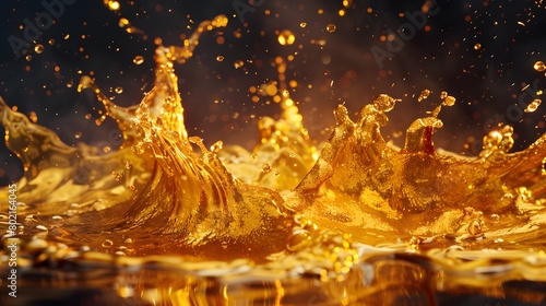  a splash of molten gold, luxurious and hot, centered against a dark, solid background. 