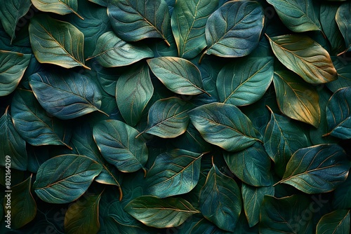 Green leaves background, Green leaves texture, Tropical leaves background, Top view