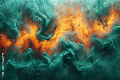 Abstract fire flames background, Fantasy fractal texture, Digital art, rendering