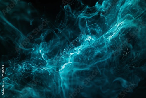 Dark night lit by blue-green neon, creating an abstract fantasy
