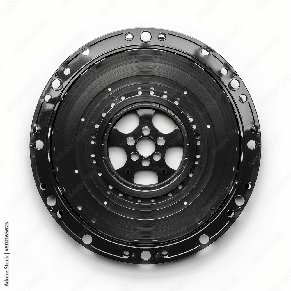 Black wheel on white background. Generative AI Black wheel on white background. Generative AI