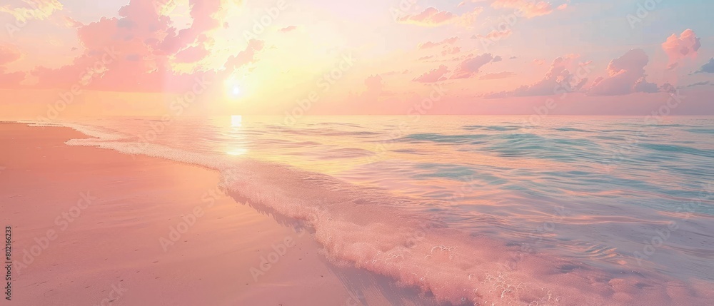 Detailed view of a serene beach sunset, highlighting peace and tranquility Detailed view of a serene beach sunset, highlighting peace and tranquility