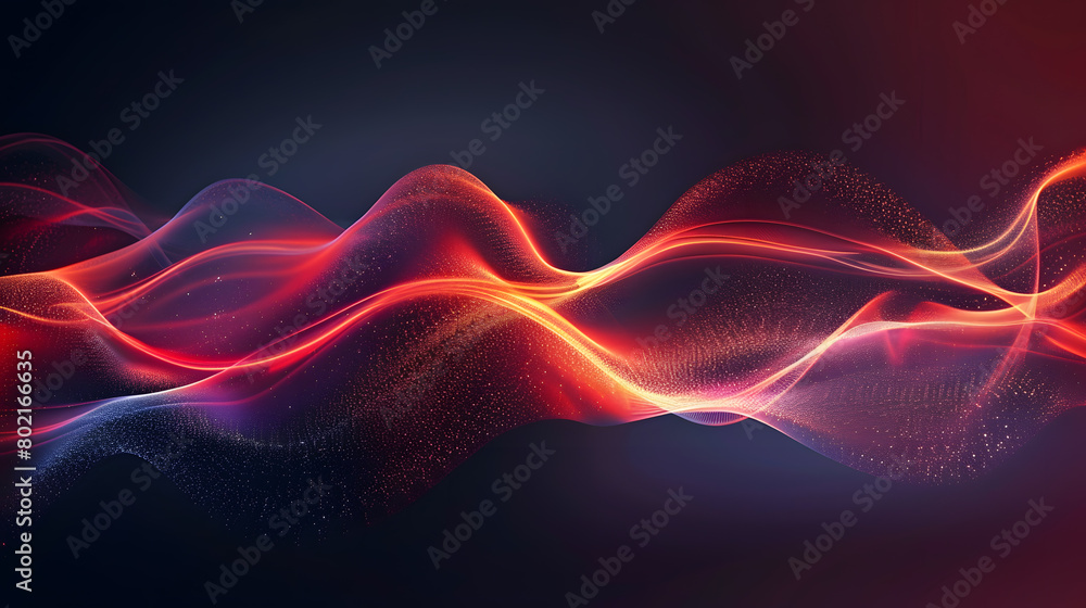 Red glowing abstract color gradient wave shape on black grainy background copy space, minimal wide banner web header cover poster design Red glowing abstract color gradient wave shape on black grainy background copy space, minimal wide banner web header cover poster design