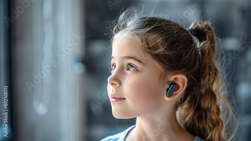 Little girl with a hearing aid. participating in a school play. emphasizing inclusivity and diversity.