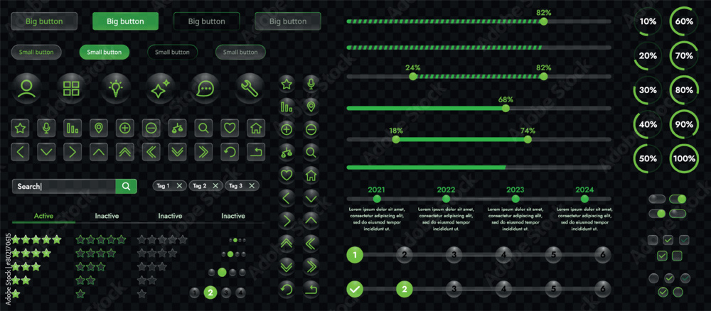 © Денис Конельский - A set of high-tech interface components. Electronic panel display displays abstract graphics and information from vector graphics, infographics and other elements.