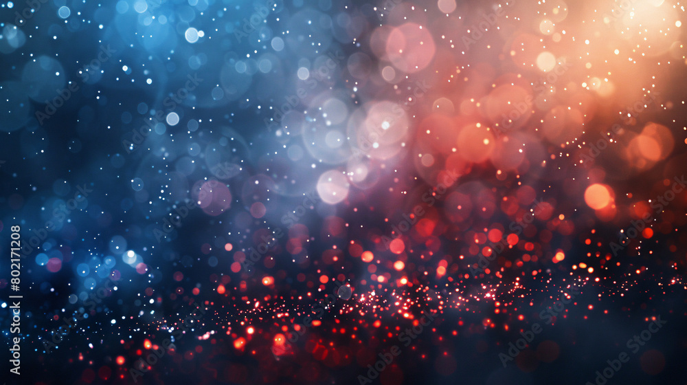 Abstract background with Red White and Blue particles. Light shiny particle bokeh. July 4th Independence Day concept. Abstract background with Red White and Blue particles. Light shiny particle bokeh. July 4th Independence Day concept.