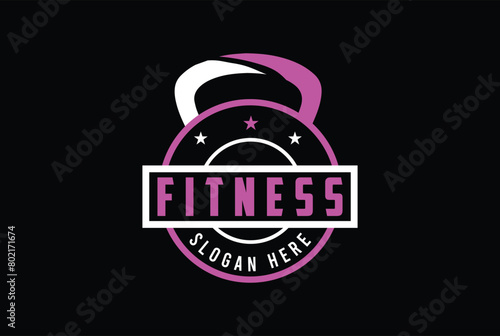Fitness Gym Barbell Dumbbell kettlebell logo design Icon Vector