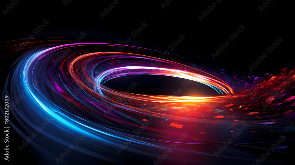 technology dynamic speed. neon speed and movement in a modern, abstract circular shape on dark background technology dynamic speed. neon speed and movement in a modern, abstract circular shape on dark background