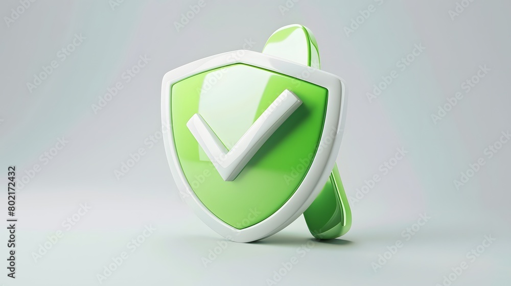 cartoon 3d Icon safety shield check mark perspective . green symbol security safety icon. Checkmark in minimalistic style. 3d vector illustration. white background cartoon 3d Icon safety shield check mark perspective . green symbol security safety icon. Checkmark in minimalistic style. 3d vector illustration. white background