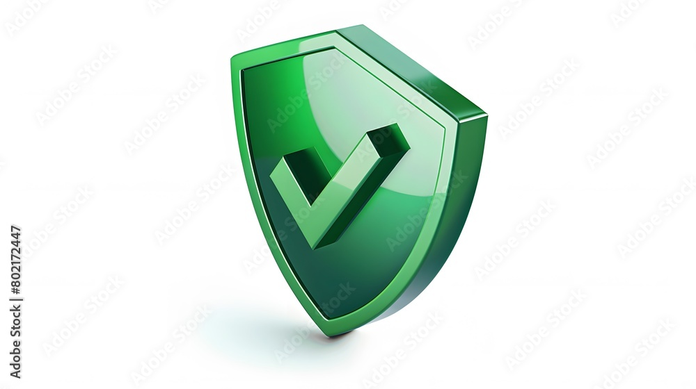 cartoon 3d Icon safety shield check mark perspective . green symbol security safety icon. Checkmark in minimalistic style. 3d vector illustration. white background cartoon 3d Icon safety shield check mark perspective . green symbol security safety icon. Checkmark in minimalistic style. 3d vector illustration. white background