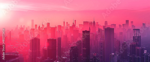 Generate an AI-generated abstract composition featuring intricate patterns against a vibrant sunset gradient background  shifting from pink to deep purples  captivating the eye 
