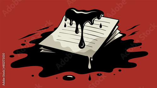 As the ink dries it leaves behind a glossy layer that reflects the light in a way that intensifies the menacing message written on the page..