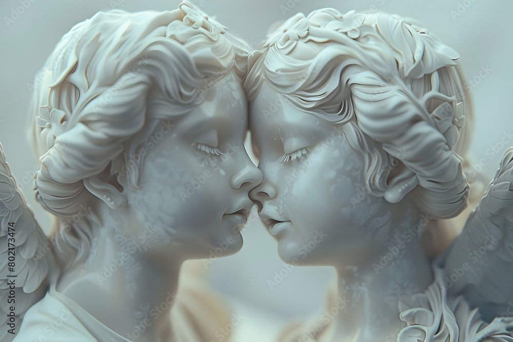 Angelic Whispers of Desire - Captivating Cinematic of Cherub Intimacy in Dreamlike Isolation Angelic Whispers of Desire - Captivating Cinematic of Cherub Intimacy in Dreamlike Isolation