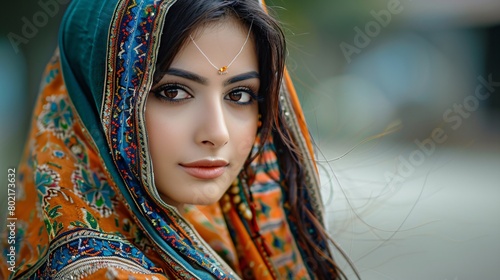Portrait of a Bangladeshi woman in traditional clothing. displaying cultural elegance and pride.