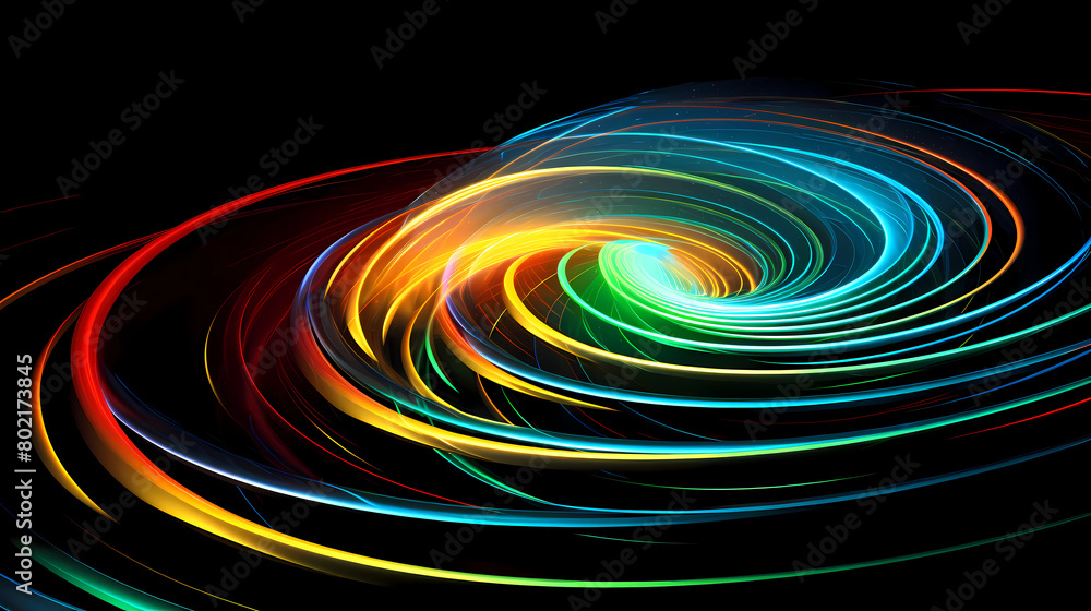 technology dynamic speed. neon speed and movement in a modern, abstract circular shape on dark background technology dynamic speed. neon speed and movement in a modern, abstract circular shape on dark background