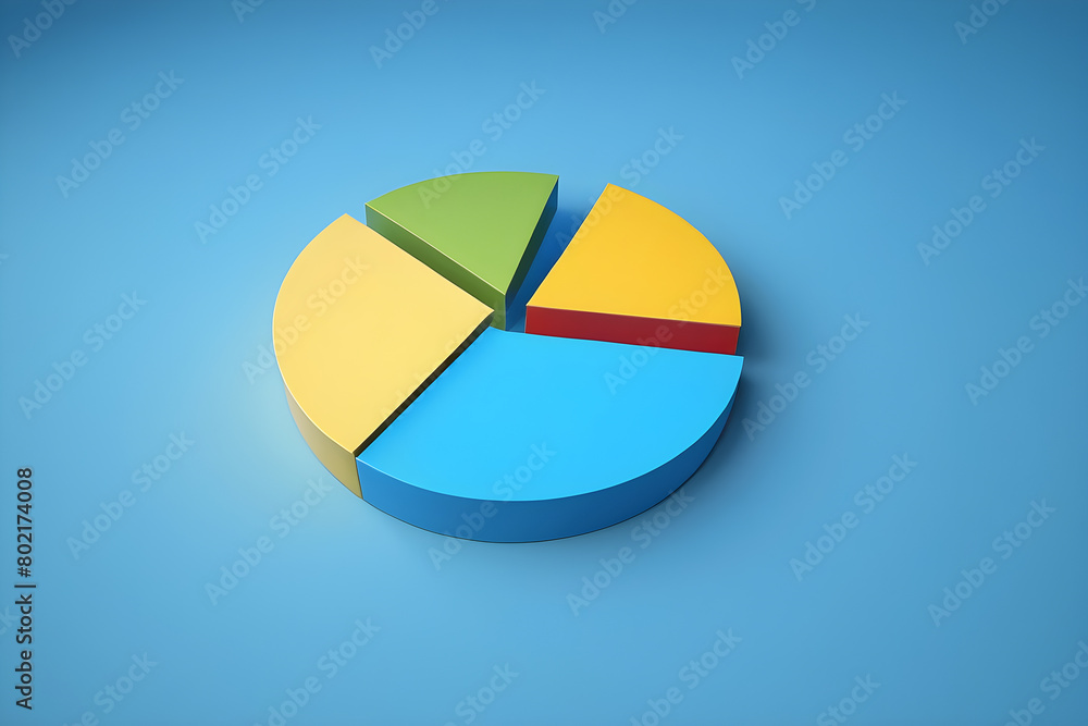 3d chart isolated on light blue background