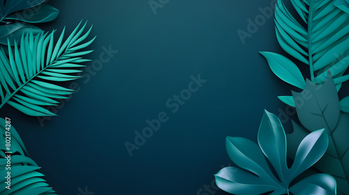 Green background of tropical plants in 3D rendering style