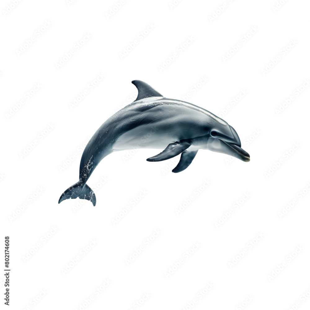 Fototapeta premium Cute dolphin jumping isolated on a transparent background