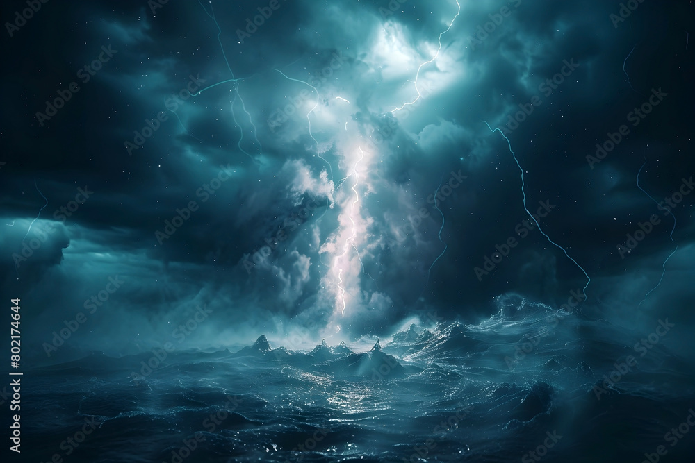 Captivating Thunderstorm with Striking Lightning Illuminating the Dramatic Night Sky