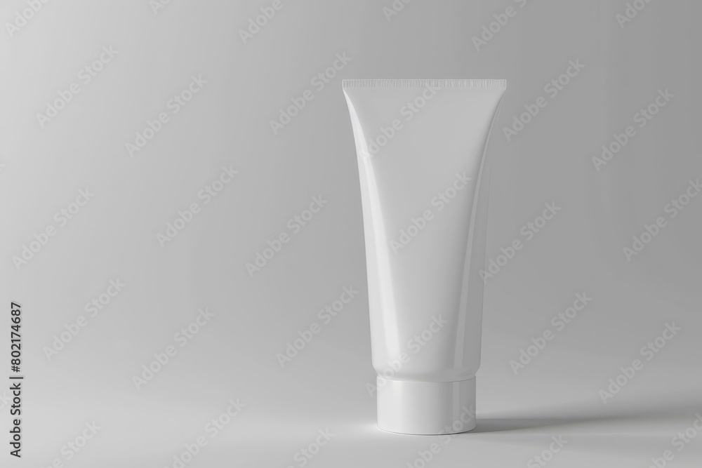 Cosmetic product display on a white and grey background for skin care product presentation. 3D render. High quality photo Cosmetic product display on a white and grey background for skin care product presentation. 3D render. High quality photo
