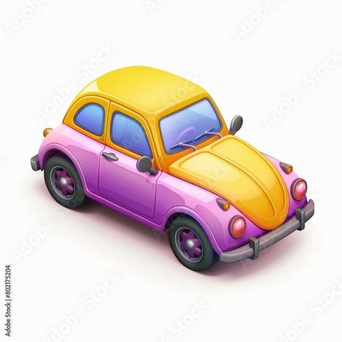 A cute cartoon car, clip art 3d, isolated white background. photo