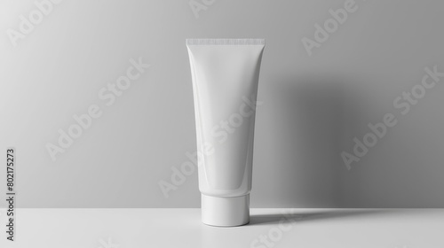 Cosmetic product display on a white and grey background for skin care product presentation. 3D render. High quality photo