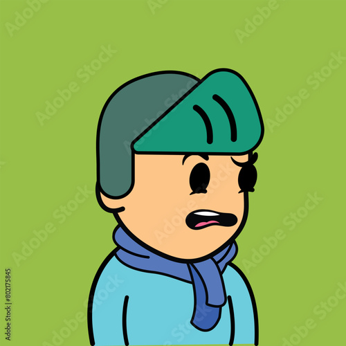Cartoon Character Wearing cold Jacket vector illustration. People character icon concept. Doodle cool character NFTs.