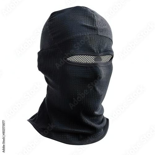 Thief in black mask isolated on white background with clipping path