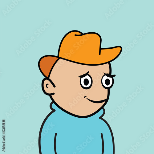 Cartoon Character Wearing hoodie vector illustration. People character icon concept. Doodle cool character NFTs.