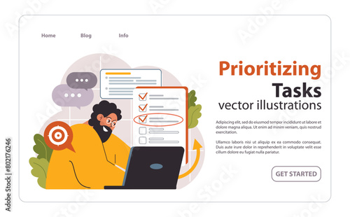 Prioritizing tasks concept. Flat vector illustration