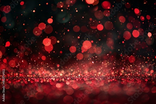 Abstract red bokeh lights background, Christmas and New Year concept
