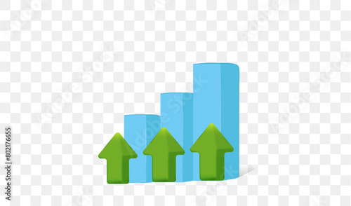Trade arrow 3D Design. Financial stock market. Online market. Growth stock diagram financial graph. Finance chart. 3d vector illustration