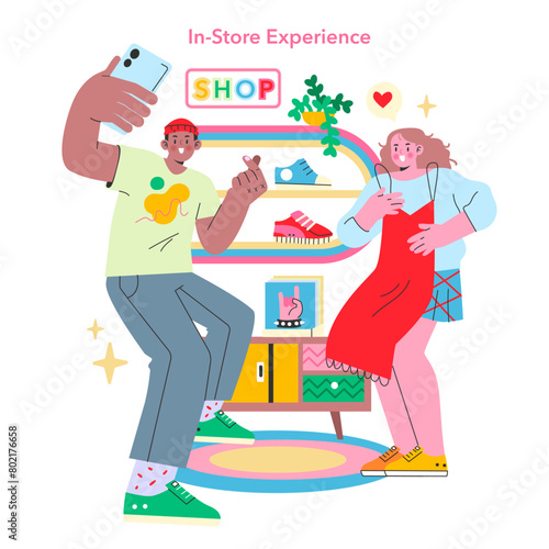 Teen Retail Shopping set. Vector illustration.