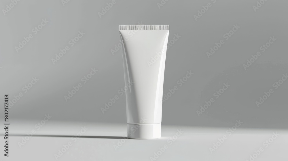 Cosmetic product display on a white and grey background for skin care product presentation. 3D render. High quality photo Cosmetic product display on a white and grey background for skin care product presentation. 3D render. High quality photo
