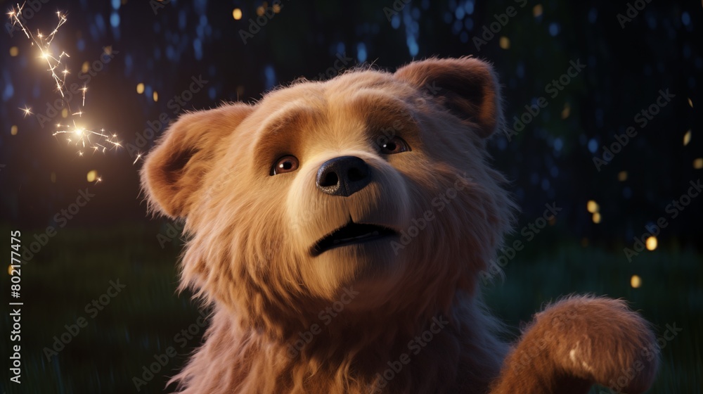 Enchanted Evening with a Magical Bear in the Forest. Enchanted Evening with a Magical Bear in the Forest.