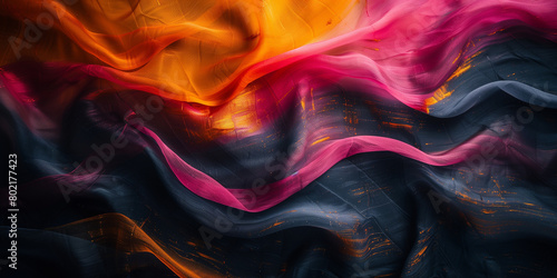 Fluid Abstract Art in Vivid Pink and Orange: Dynamic Textured Painting for Modern Decor and Creative Wall Art