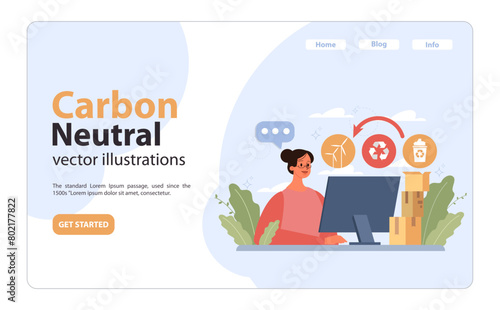 Carbon Neutral concept. Flat vector illustration.