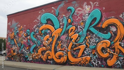 Dynamic Urban Graffiti Mural With Bold Colors And  3
