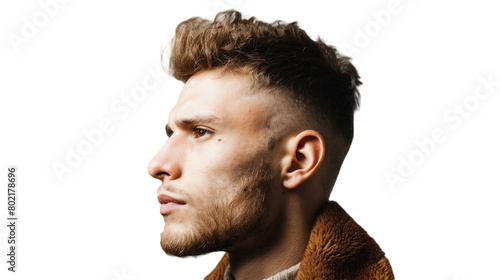  A male model with an undercut hairstyle isolated on a transparent background, a male hairstyle photo