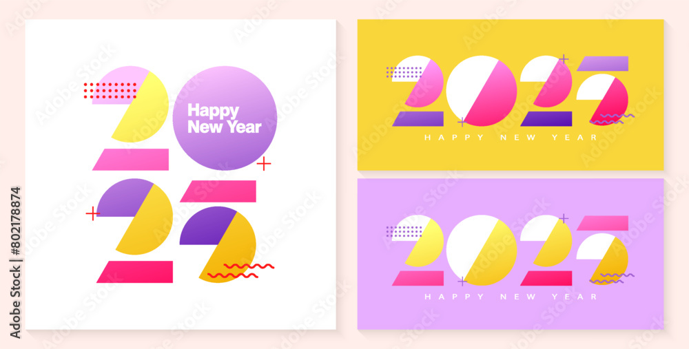 colorful design of 2025 happy new year. suitable for poster, banner or social media post design