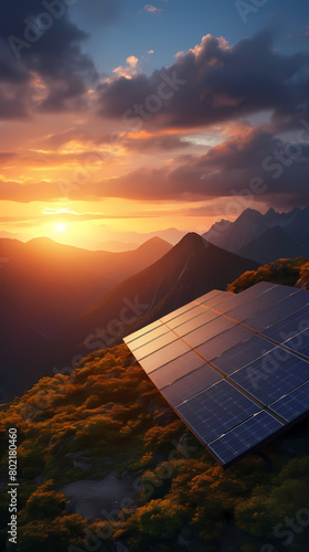 Solar panels on top of mountain