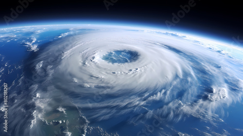 Powerful super hurricane  round eye seen from space