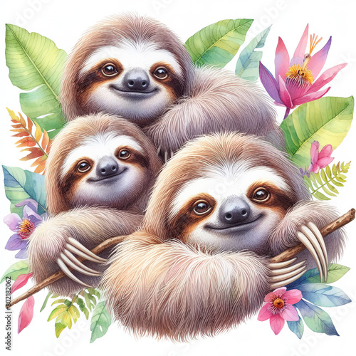                           white background  Sloth 