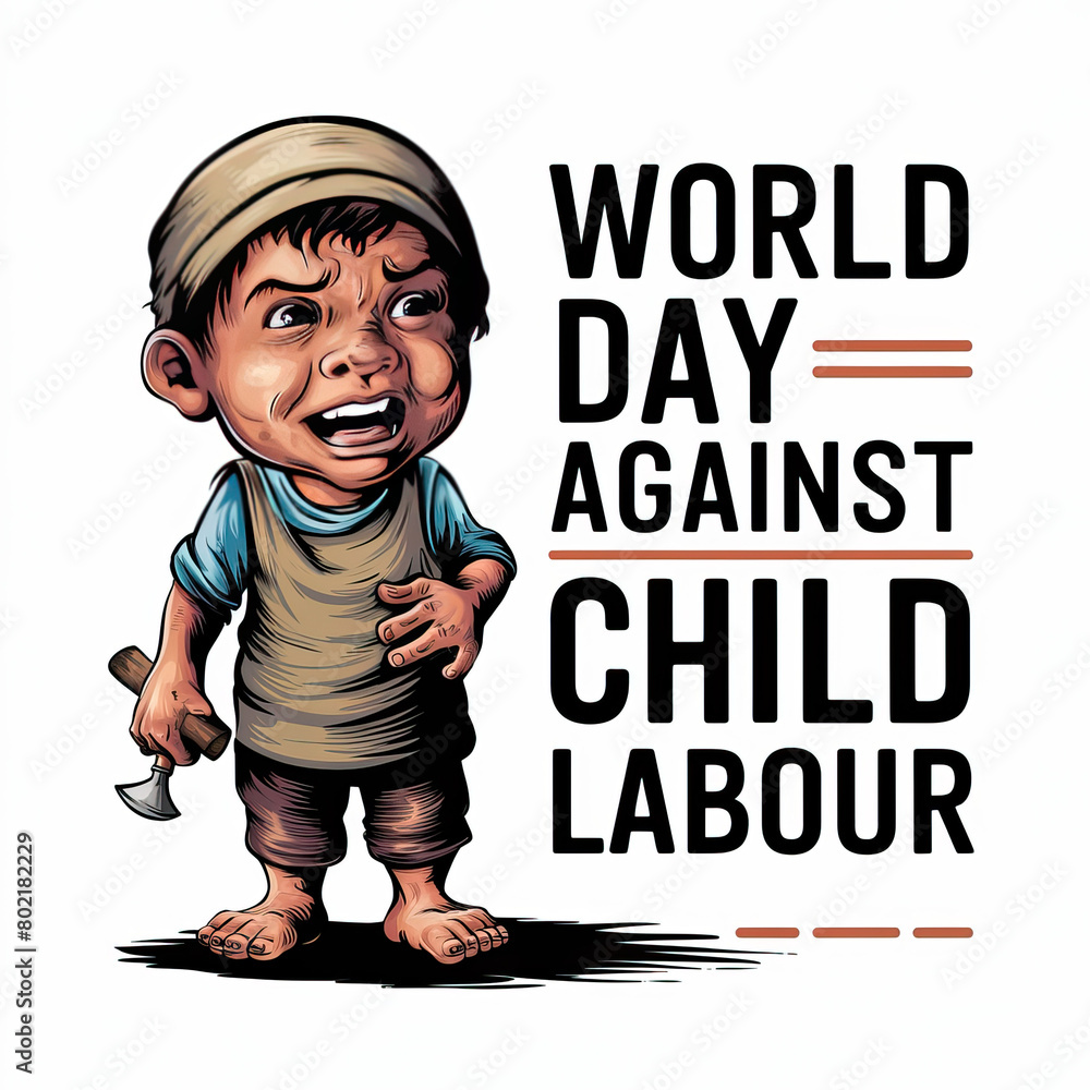 World day against child labour, Child labour post, vector. illustration