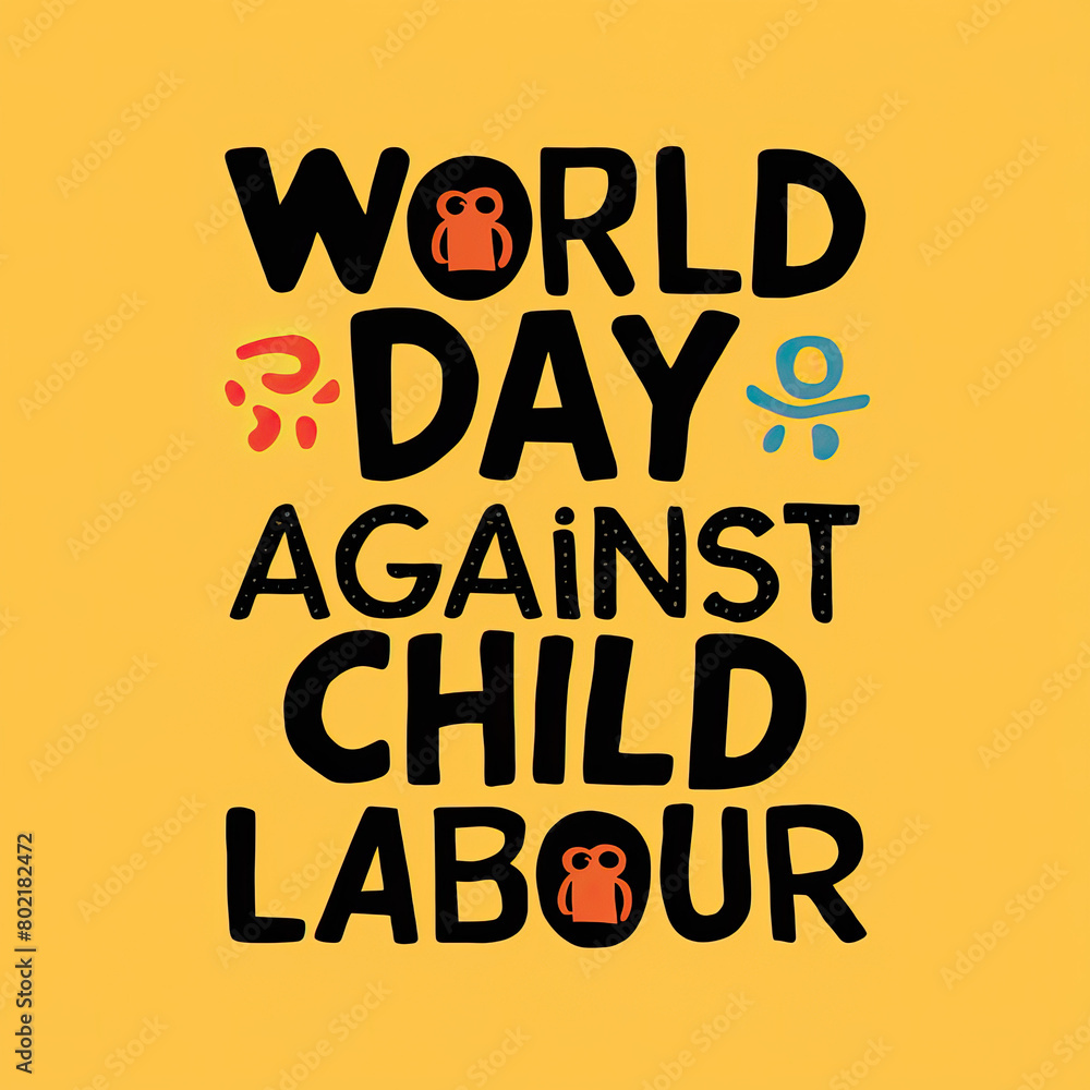 World Day Against Child Labour Child Labour Illustration Calligraphy World Day Against Child Labour Child Labour Illustration Calligraphy