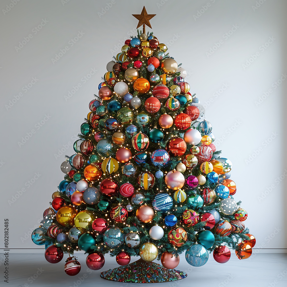Christmas tree with balls. A huge Christmas tree with decorations. Christmas tree with balls. A huge Christmas tree with decorations.