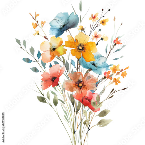 watercolor summer wildflower floral decoration (ID: 802182829)